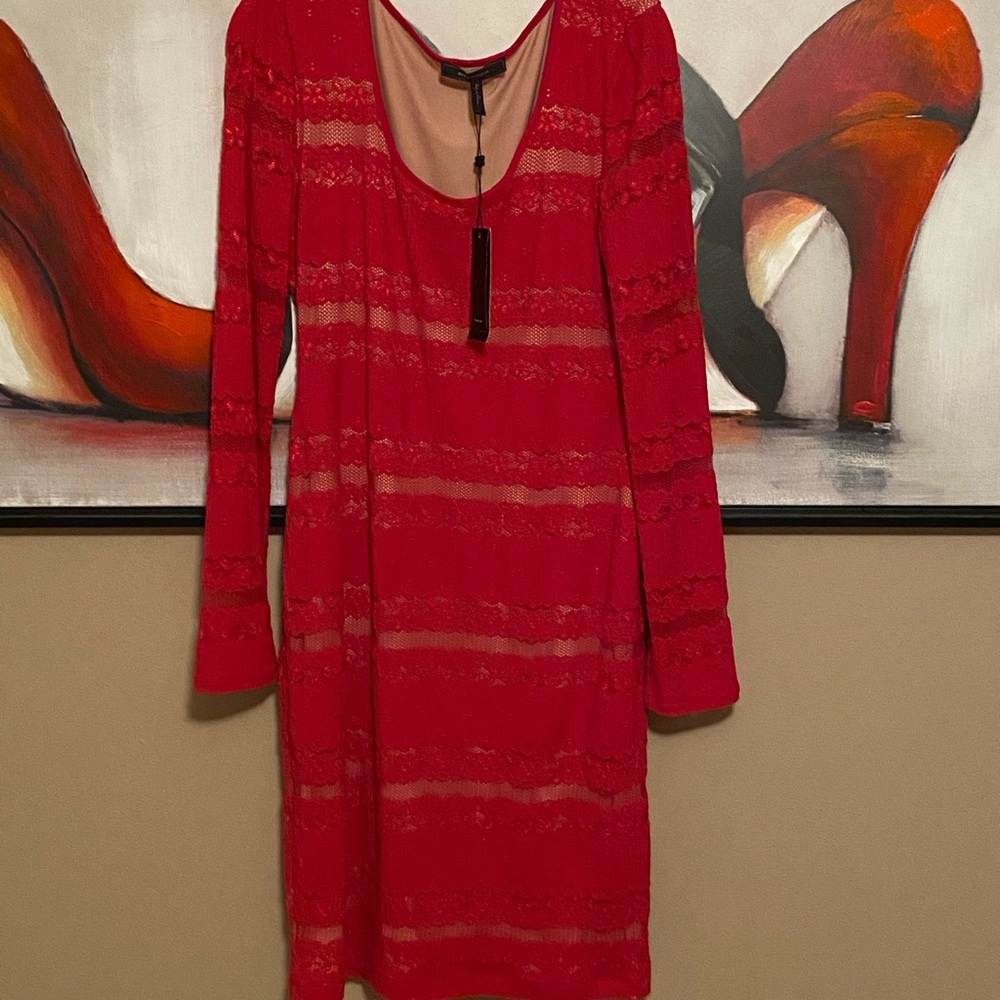 BCBG Red Lace Midi